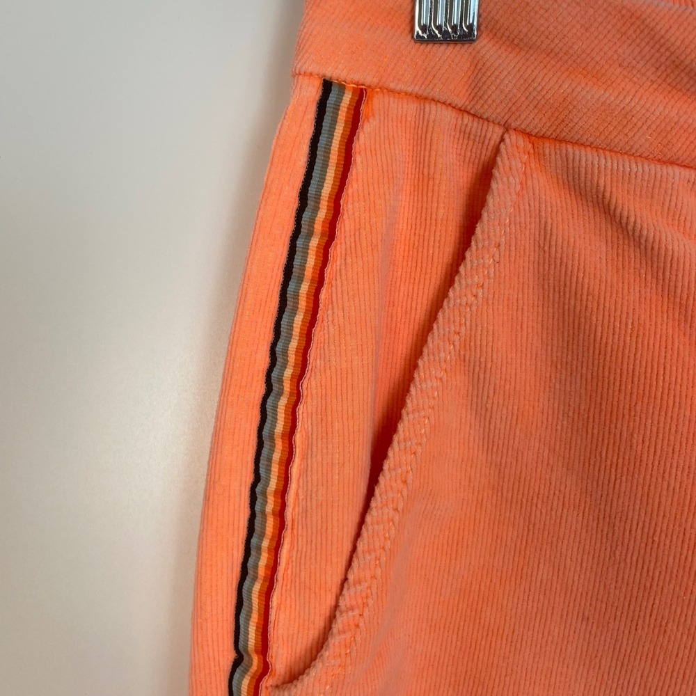 SUNDRY Neon Orange Rainbow Stripe  Festival Ankle Zip Corduroy Jogger Size 30 - Picture 4 of 13